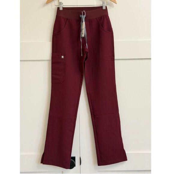 Figs Kade Cargo Scrub Pants in Burgundy, Size XXS - Picture 7 of 9